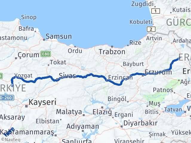 Kars Şefaatli Yozgat Arası Kaç Km - Yol Haritası