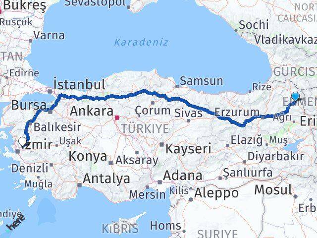 Kars Şehzadeler Manisa Arası Kaç Km - Yol Haritası
