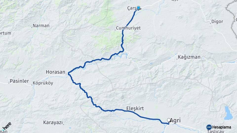 Kars Selim Ağrı Arası Kaç Km - Yol Haritası