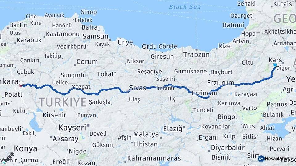 Kars Selim Ankara Arası Kaç Km - Yol Haritası