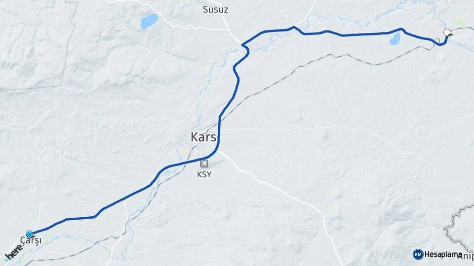 Kars Selim Şahnalar Akyaka Arası Kaç Km - Yol Haritası
