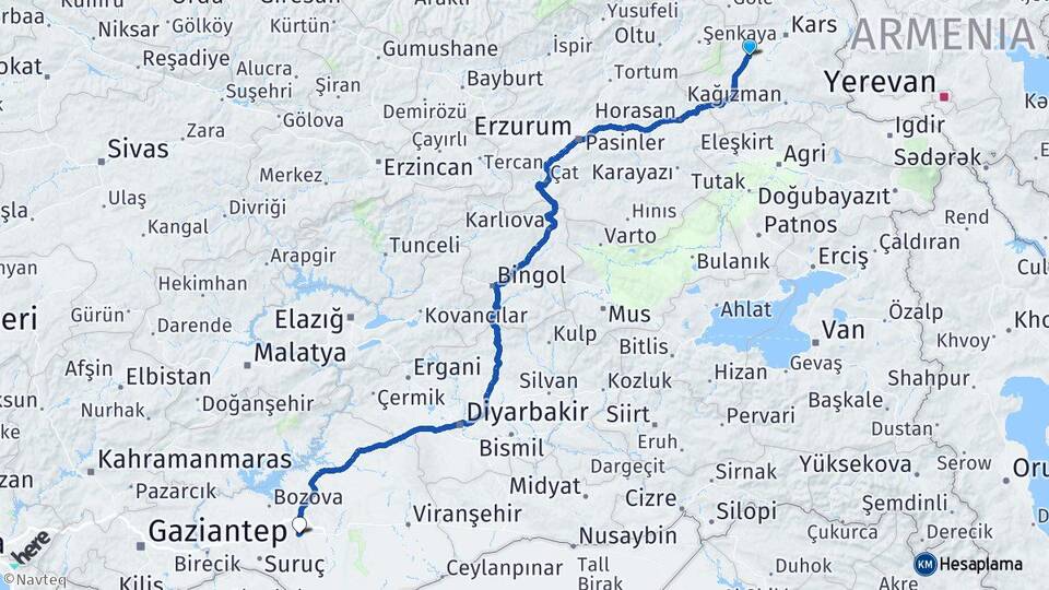 Kars Selim Şanlıurfa Arası Kaç Km - Yol Haritası