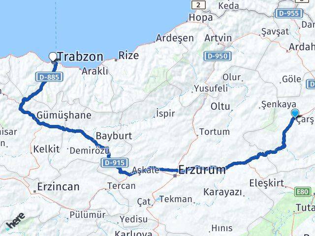Kars Selim Trabzon Arası Kaç Km - Yol Haritası