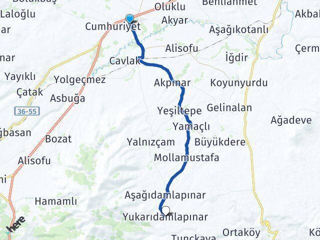 Kars Selim Yukarıdamlapınar Selim Arası Kaç Km - Yol Haritası