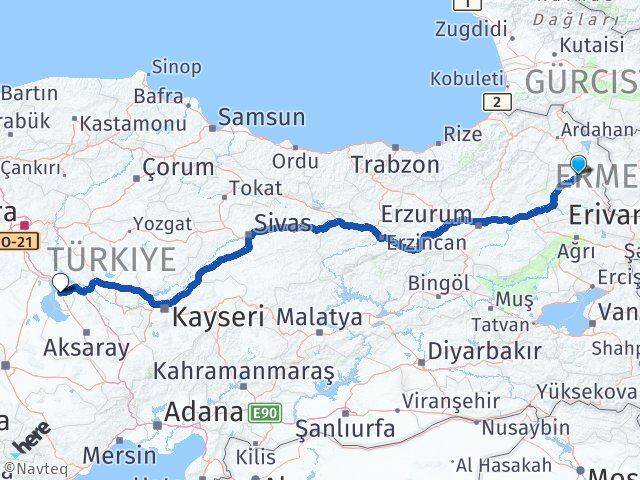 Kars Şereflikoçhisar Ankara Arası Kaç Km - Yol Haritası
