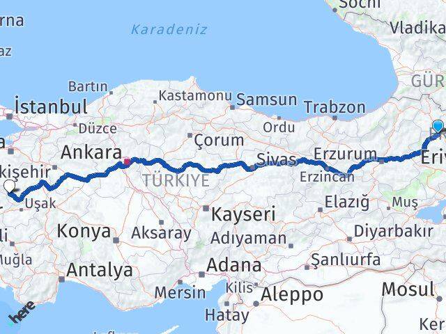 Kars Simav Kütahya Arası Kaç Km - Yol Haritası