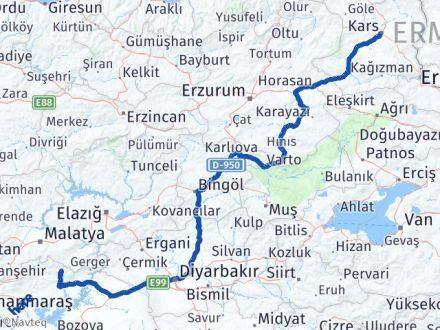 Kars Sincik Adıyaman Arası Kaç Km - Yol Haritası