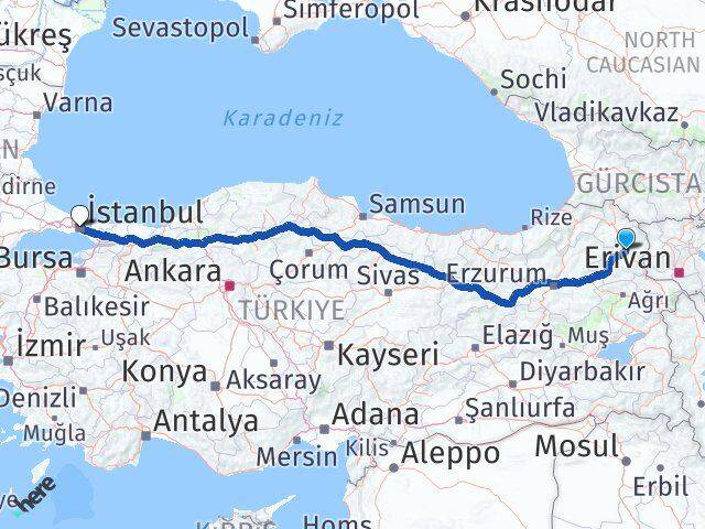 Kars Şişli İstanbul Arası Kaç Km - Yol Haritası