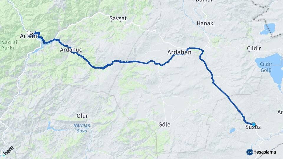 Kars Susuz Artvin Arası Kaç Km - Yol Haritası