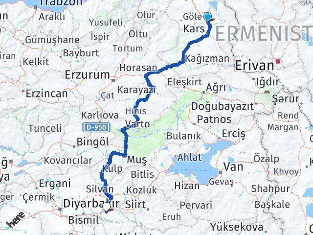 Kars Susuz Batman Arası Kaç Km - Yol Haritası
