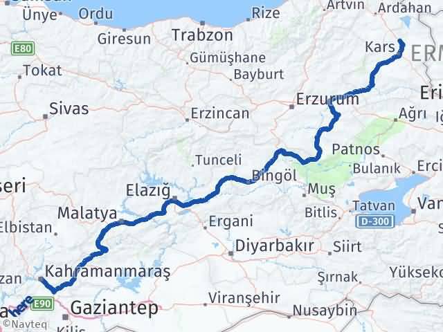 Kars Susuz Kahramanmaraş Arası Kaç Km - Yol Haritası