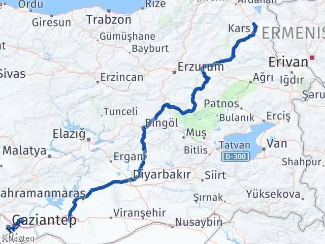 Kars Susuz Şanlıurfa Arası Kaç Km - Yol Haritası