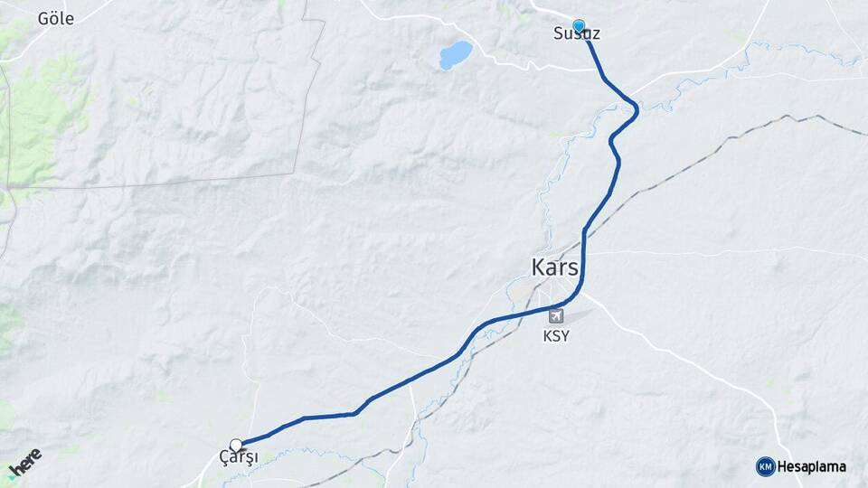 Kars Susuz Selim Arası Kaç Km - Yol Haritası