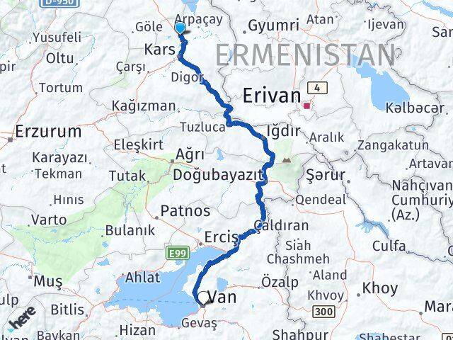 Kars Susuz Van Arası Kaç Km - Yol Haritası