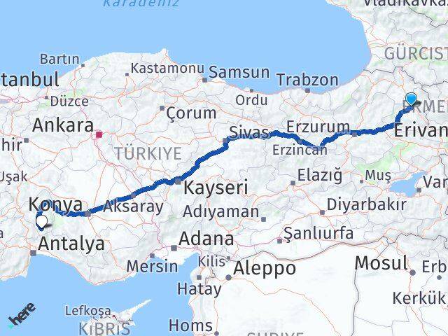 Kars Sütçüler Isparta Arası Kaç Km - Yol Haritası