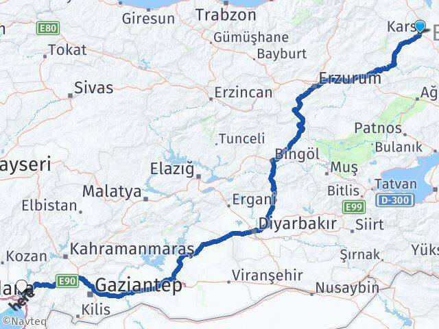 Kars Toprakkale Osmaniye Arası Kaç Km - Yol Haritası