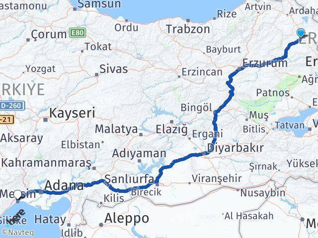 Kars Toroslar Mersin Arası Kaç Km - Yol Haritası