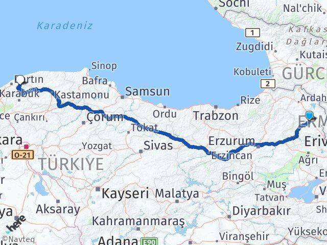 Kars Ulus Bartın Arası Kaç Km - Yol Haritası