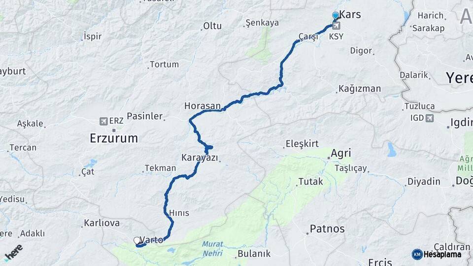 Kars Varto Muş Arası Kaç Km - Yol Haritası
