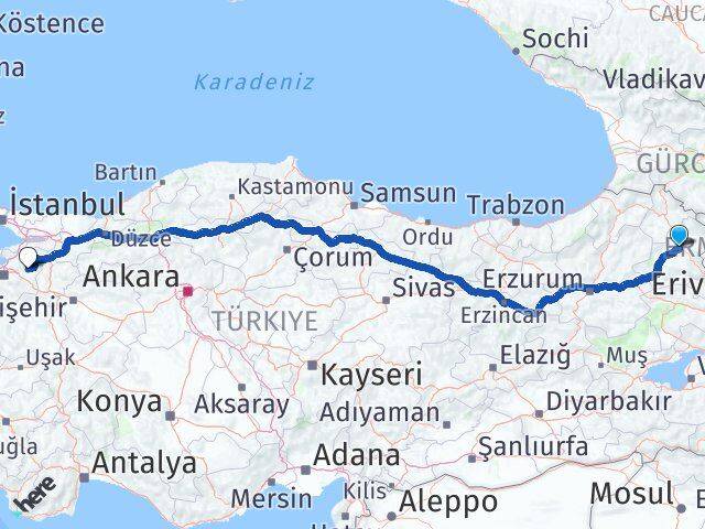 Kars Yenişehir Havalimanı Arası Kaç Km - Yol Haritası