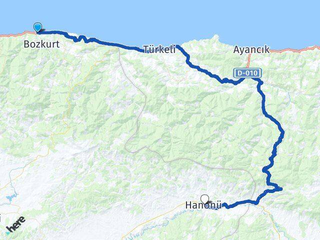 Kastamonu Abana Hanönü Arası Kaç Km - Yol Haritası