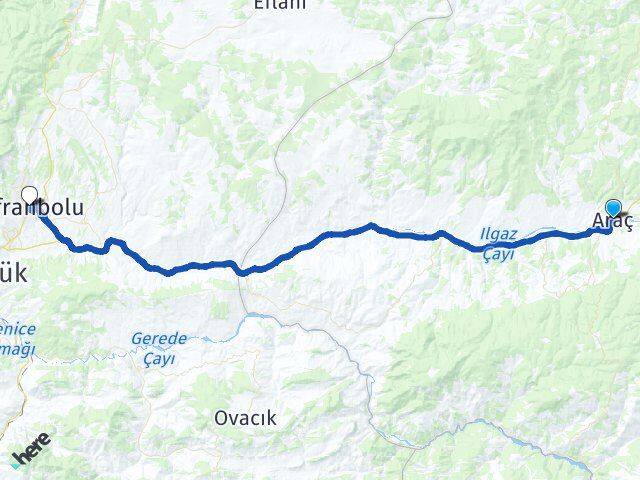 Kastamonu Araç Safranbolu Karabük Arası Kaç Km - Yol Haritası