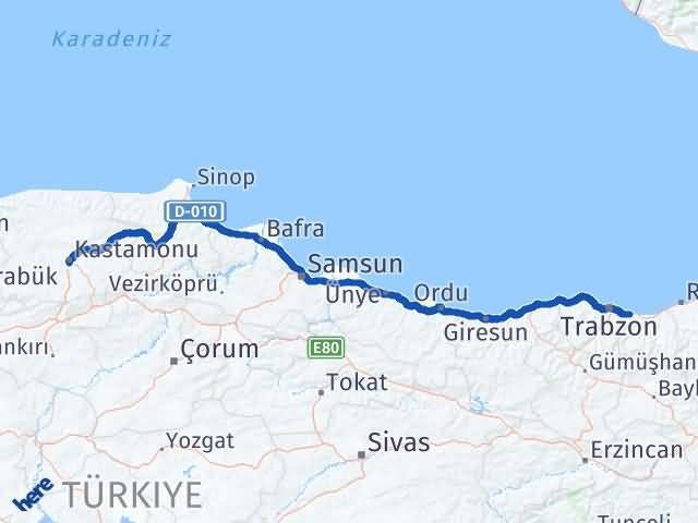 Kastamonu Arsin Trabzon Arası Kaç Saat? Yol Haritası, Yakıt, Rota ve Mesafe Hesaplama Kastamonu Arsin Trabzon Arası Kaç Km? Kaç Saat? Yol Haritası