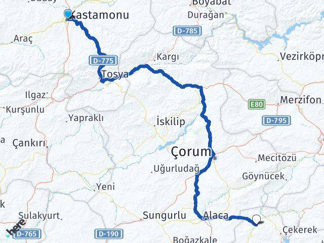 Kastamonu Aydıncık Yozgat Arası Kaç Km - Yol Haritası