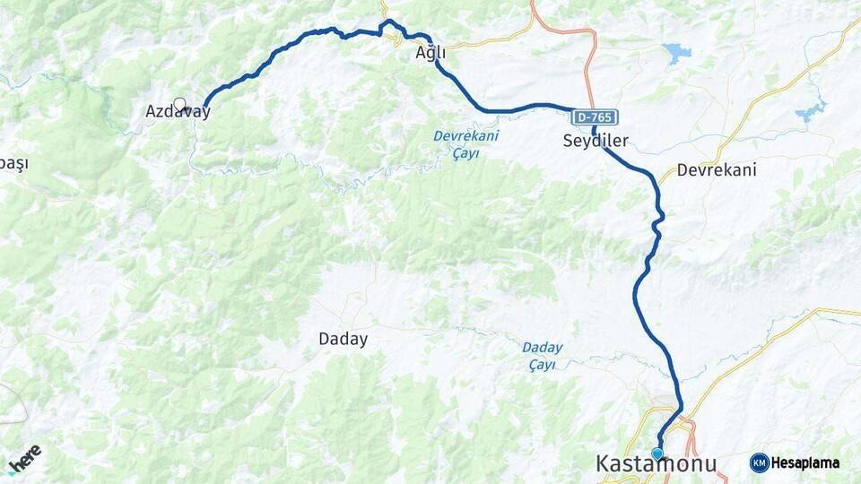 Kastamonu Azdavay Arası Kaç Km - Yol Haritası