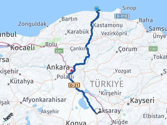Kastamonu Bozkurt Aksaray Arası Kaç Km - Yol Haritası