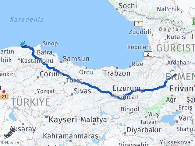 Kastamonu Bozkurt Kars Arası Kaç Km - Yol Haritası