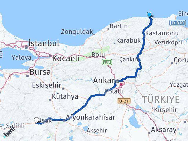 Kastamonu Bozkurt Uşak Arası Kaç Km - Yol Haritası