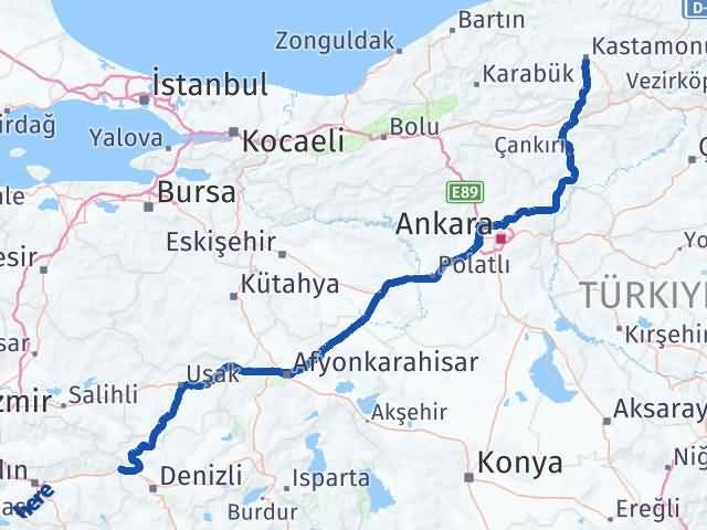 Kastamonu Buharkent Aydın Arası Kaç Km - Yol Haritası