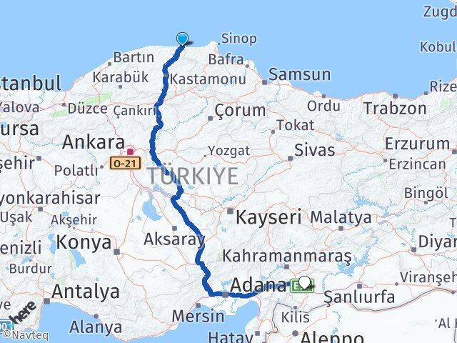 Kastamonu Çatalzeytin Gaziantep Arası Kaç Km - Yol Haritası