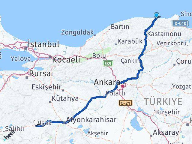 Kastamonu Çatalzeytin Uşak Arası Kaç Km - Yol Haritası