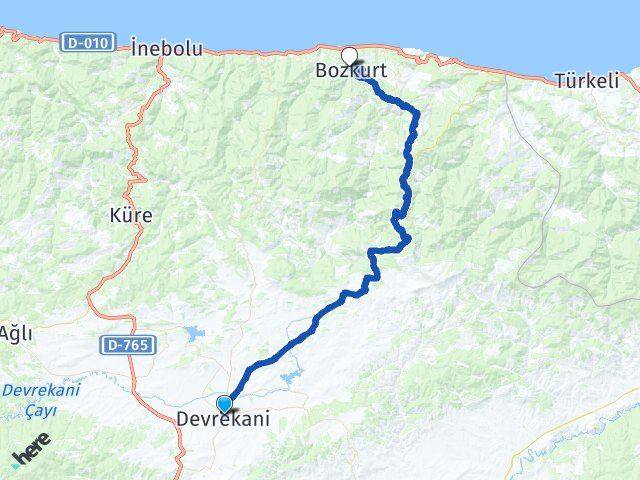 Kastamonu Devrekani Bozkurt Arası Kaç Km - Yol Haritası