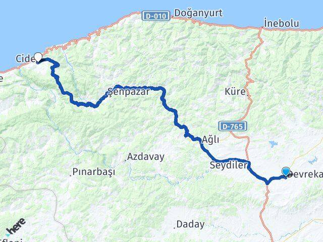 Kastamonu Devrekani Cide Arası Kaç Km - Yol Haritası