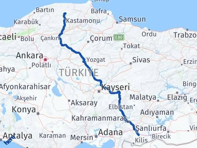 Kastamonu Devrekani Gaziantep Arası Kaç Km - Yol Haritası