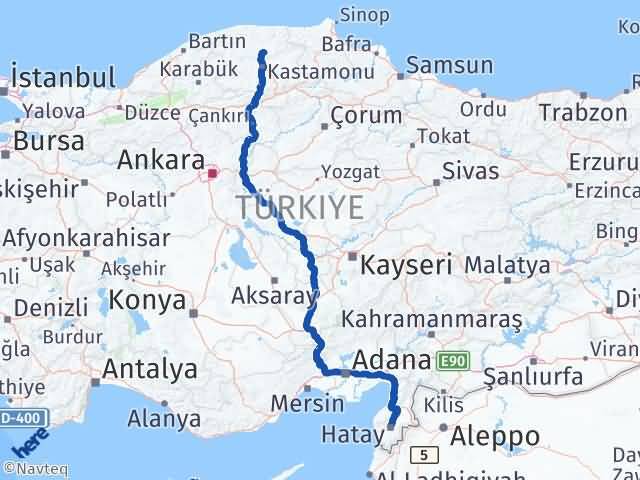 Kastamonu Devrekani Hatay Arası Kaç Km - Yol Haritası