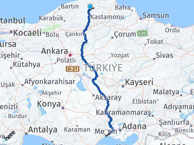 Kastamonu Devrekani Mersin Arası Kaç Km - Yol Haritası