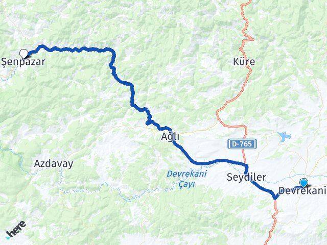 Kastamonu Devrekani Şenpazar Arası Kaç Km - Yol Haritası