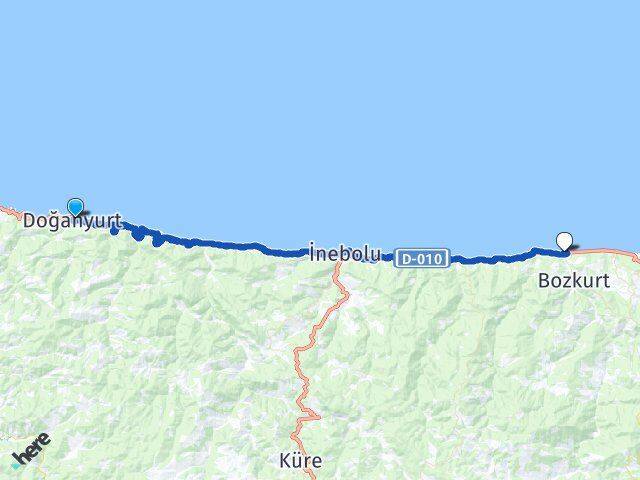 Kastamonu Doğanyurt Abana Arası Kaç Km - Yol Haritası