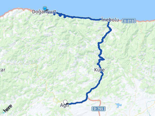 Kastamonu Doğanyurt Ağlı Arası Kaç Km - Yol Haritası