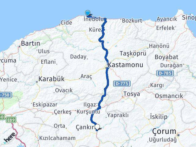 Kastamonu Doğanyurt Çankırı Arası Kaç Km - Yol Haritası