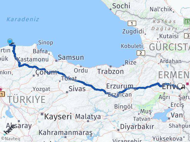 Kastamonu Doğanyurt Iğdır Arası Kaç Km - Yol Haritası