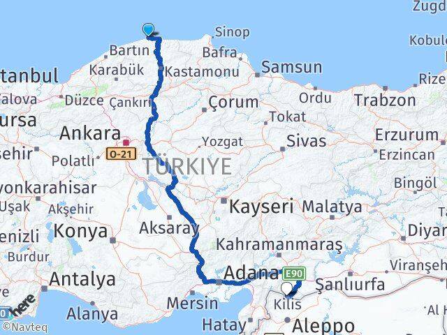 Kastamonu Doğanyurt Kilis Arası Kaç Km - Yol Haritası