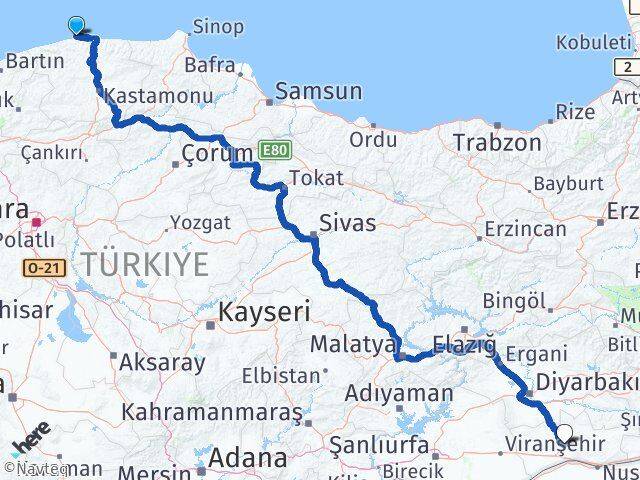 Kastamonu Doğanyurt Mardin Arası Kaç Km - Yol Haritası