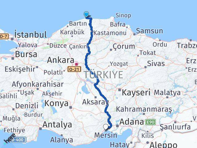 Kastamonu Doğanyurt Mersin Arası Kaç Km - Yol Haritası