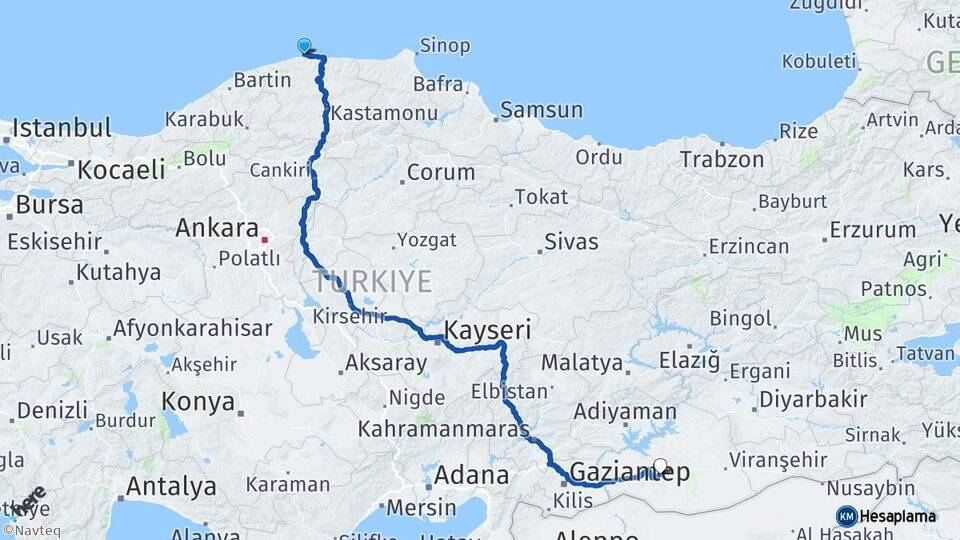 Kastamonu Doğanyurt Şanlıurfa Arası Kaç Km - Yol Haritası