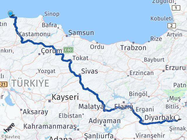Kastamonu Doğanyurt Siirt Arası Kaç Km - Yol Haritası